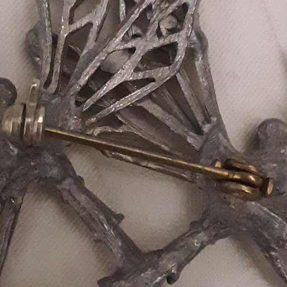 Double Dragonfly (Pewter?) Pin Brooch - Picture 5 of 7